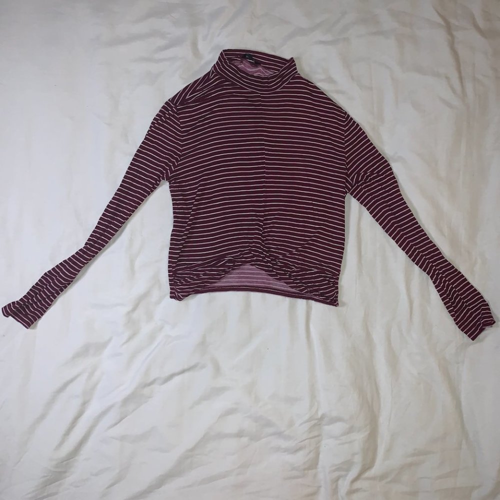 Burgundy Striped Turtleneck